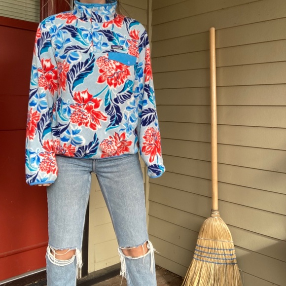 Patagonia Floral Cowl Neck Sweater - Red and Blue - Picture 5 of 9